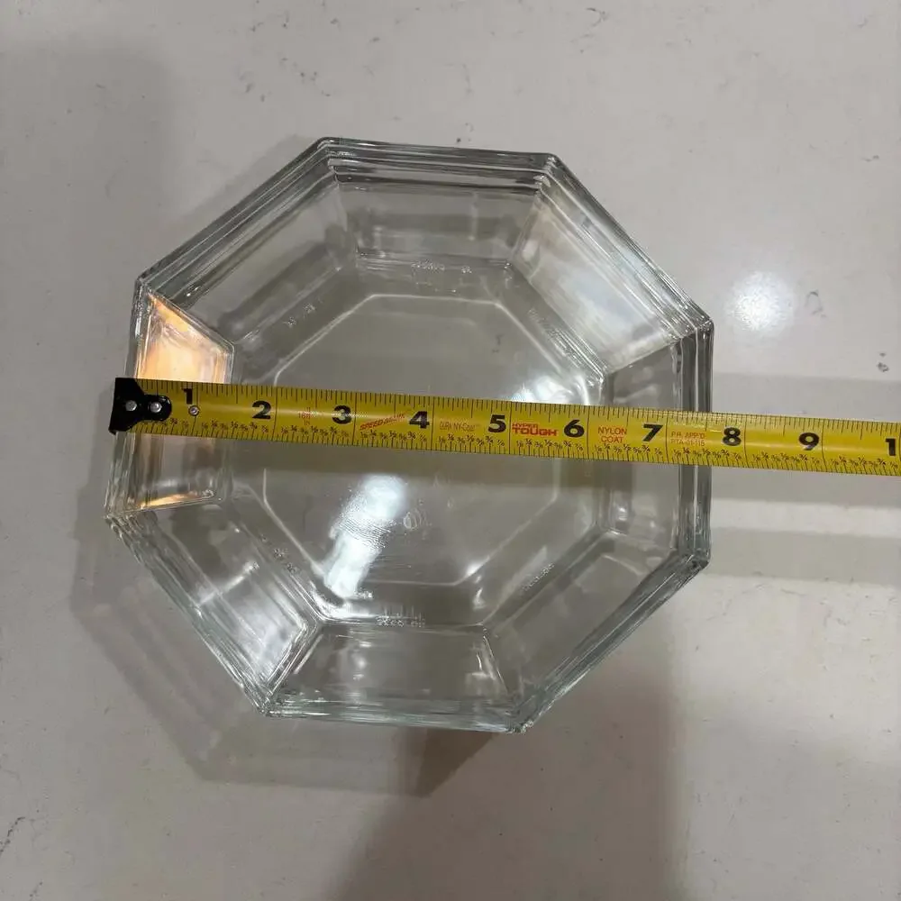 Vintage Arcoroc Octime Octagonal Clear Glass Soup Bowls 7.5” (6)